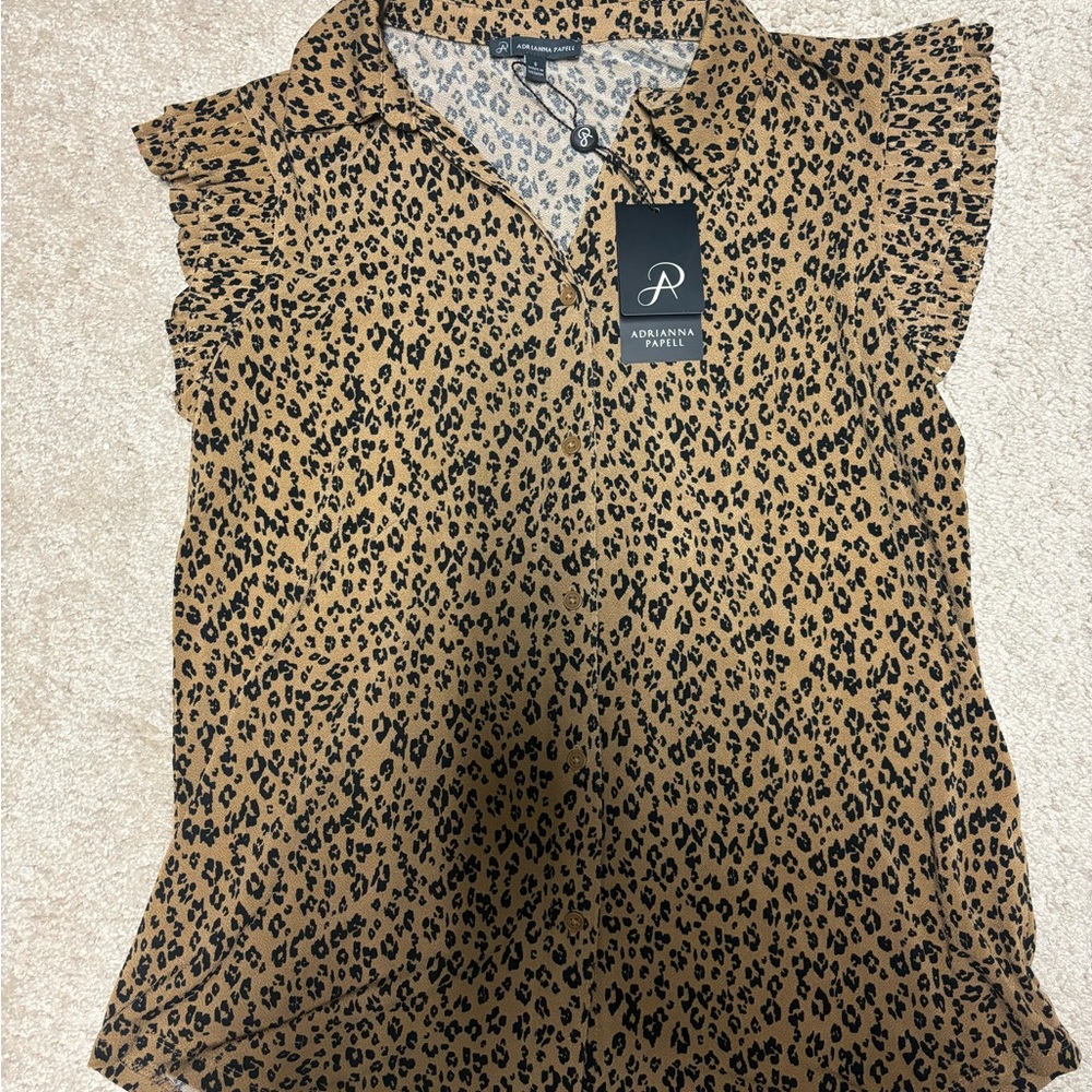 Adrianna Papell Button Down Flutter Sleeve Blouse